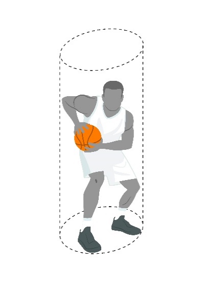 Cylinder principle — two players in their respective cylinders during a live-ball action