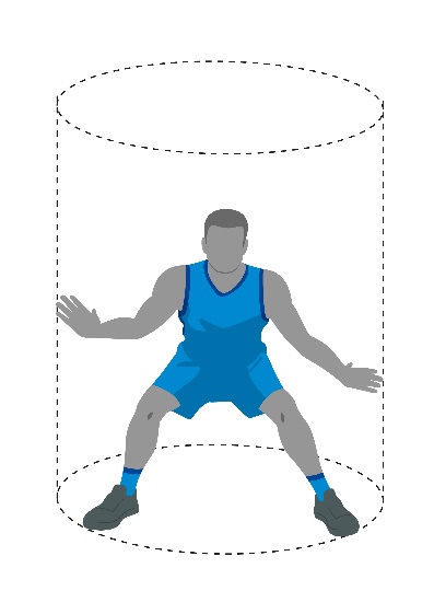 Cylinder principle — player crouched inside their cylinder